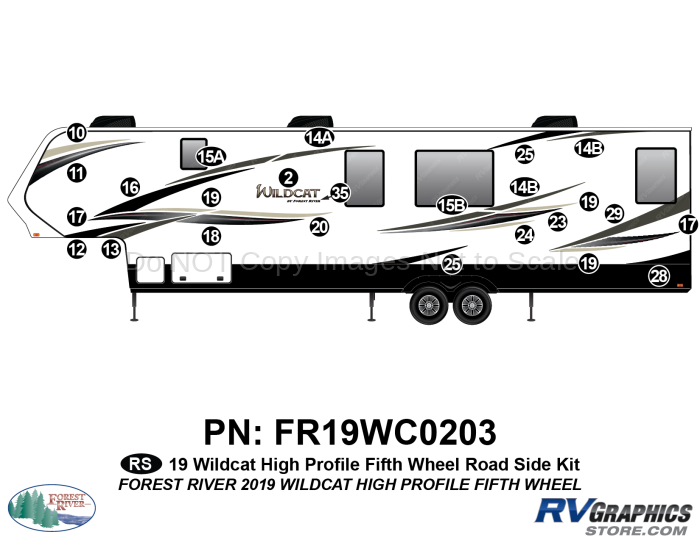 25 Piece 2019 Wildcat Hi Pro Fifth Wheel Roadside Graphics Kit