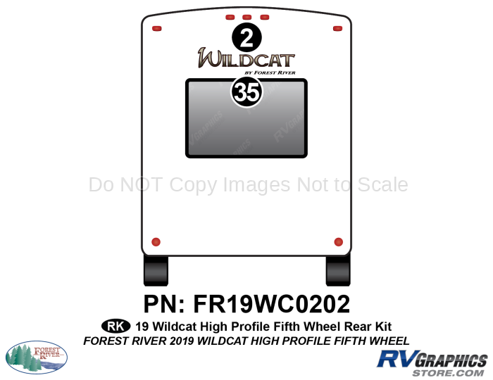 2 Piece 2019 Wildcat Hi Pro Fifth Wheel Rear Graphics Kit