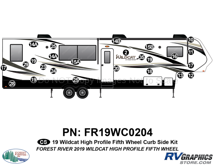 25 Piece 2019 Wildcat Hi Pro Fifth Wheel Curbside Graphics Kit
