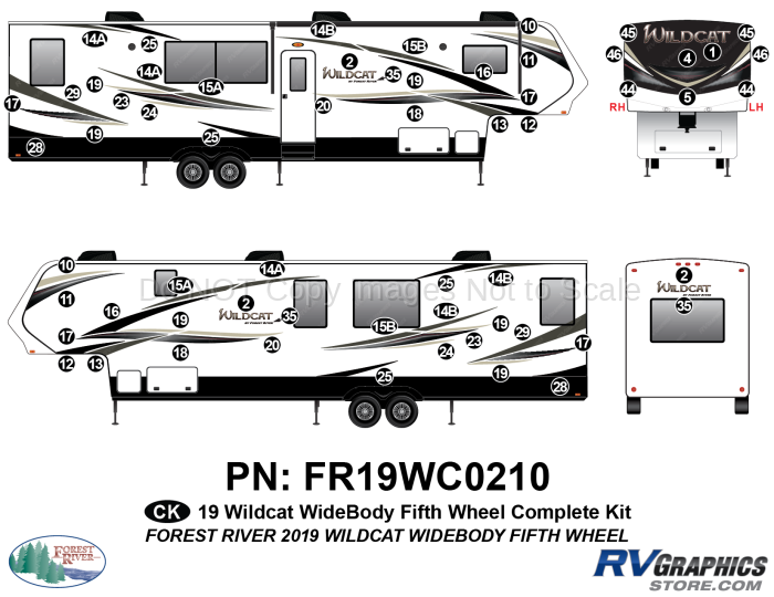 61 Piece 2019 Wildcat Widebody Fifth Wheel Complete Graphics Kit