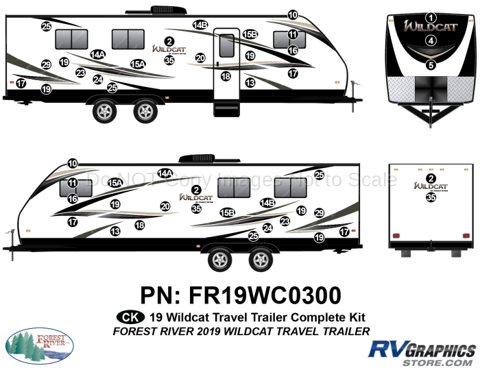 49 Piece 2019 Wildcat Hi Pro Fifth Wheel Complete Graphics Kit