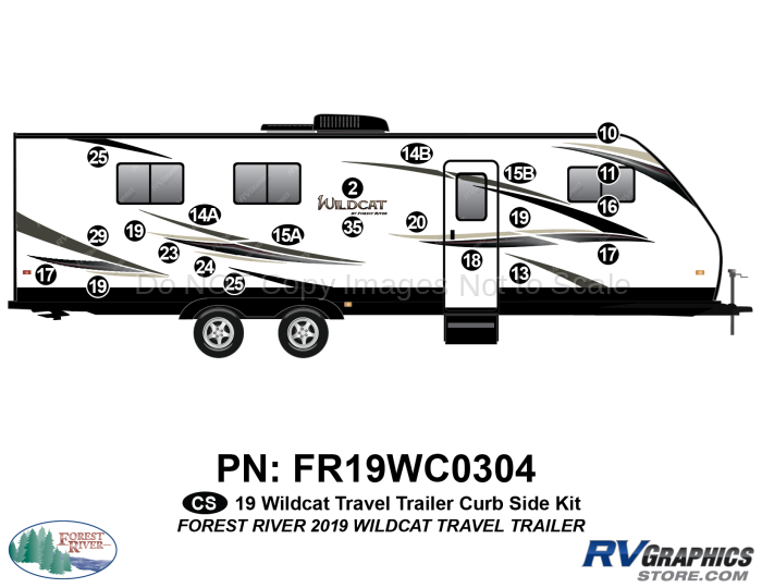 22 Piece 2019 Wildcat Hi Pro Fifth Wheel Curbside Graphics Kit