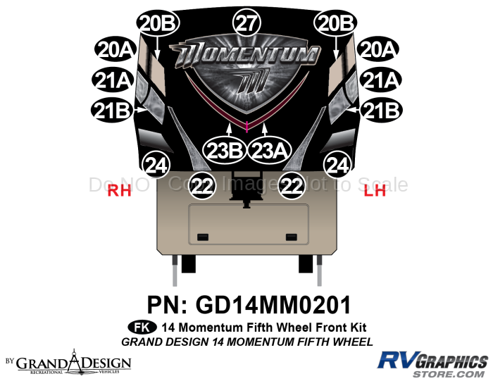 15 Piece 2014 Grand Design Momentum FW Front Graphics Kit
