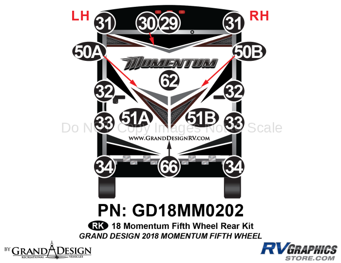 16 Piece 2018 Momentum Fifth Wheel Rear Graphics Kit