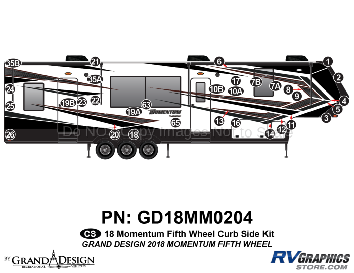 32 Piece 2018 Momentum Fifth Wheel Curbside Graphics Kit