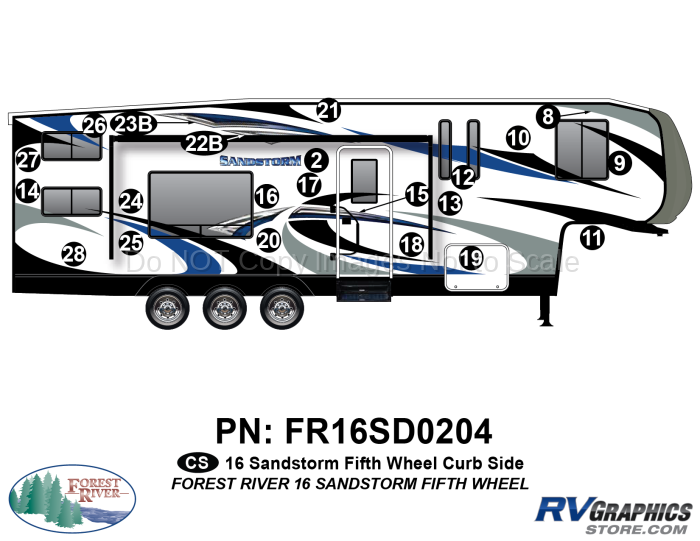 22 Piece 2016 Sandstorm FW Curbside Graphics Kit