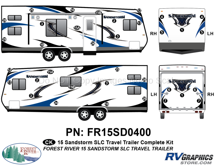 36 Piece 2015 Sandstorm SLC Medium TT Complete Graphics Kit