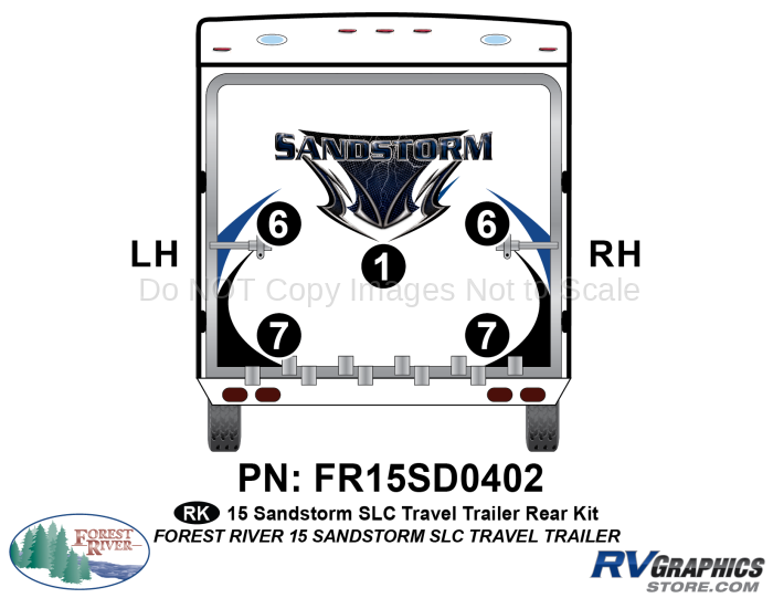 5 Piece 2015 Sandstorm SLC Medium TT Rear Graphics Kit