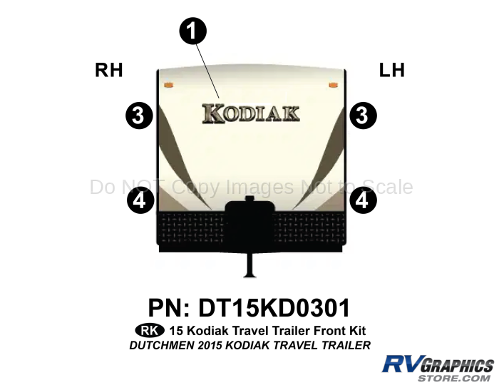 5 Piece 2015 Kodiak Travel Trailer Front Graphics Kit