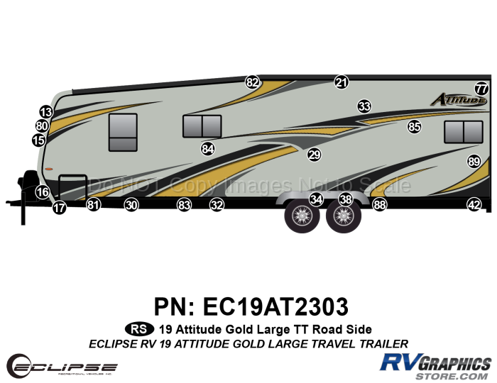 25 Piece 2019 Attitude Lg Travel Trailer Gold Roadside Graphics Kit