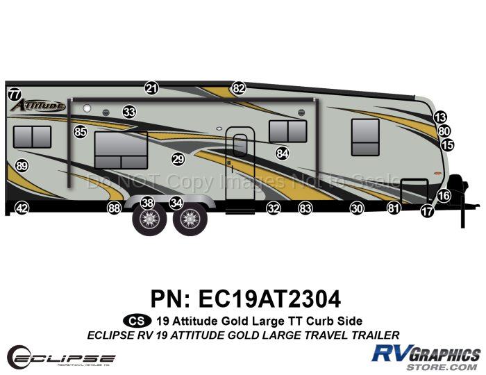 26 Piece 2019 Attitude Lg Travel Trailer Gold Curbside Graphics Kit