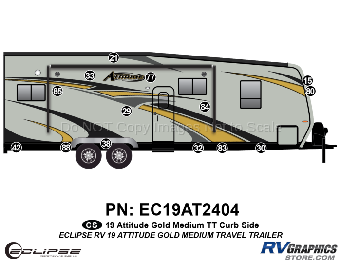 14 Piece 2019 Attitude Medium Travel Trailer Gold Curbside Graphics Kit