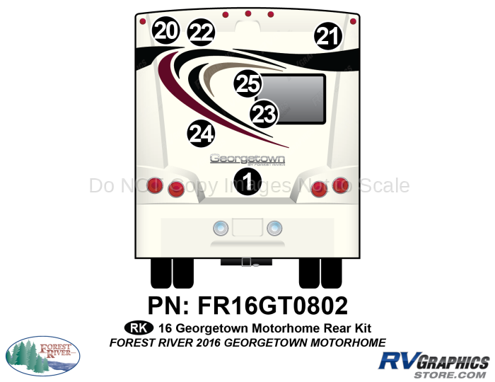 7 Piece 2016 Georgetown Motorhome Rear Graphics Kit
