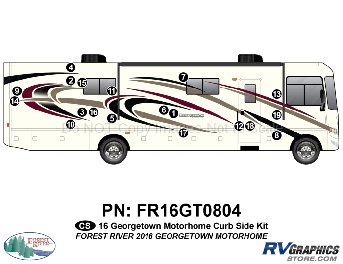 19 Piece 2016 Georgetown Motorhome Curbside Graphics Kit