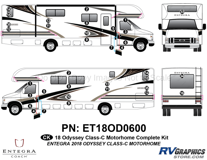 35 Piece 2018 Odyssey Motorhome Complete Graphics Kit