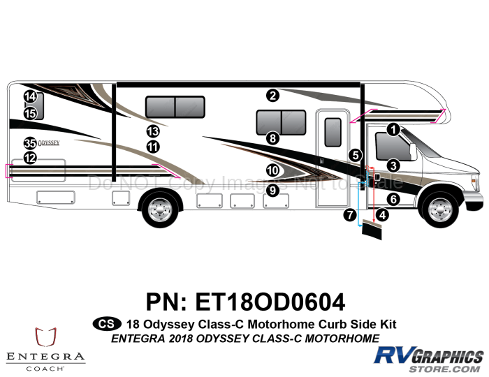 16 Piece 2018 Odyssey Motorhome Curbside Graphics Kit