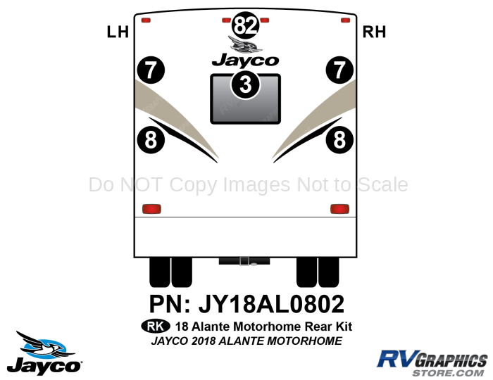 6 Piece 2018 Alante Motorhome Rear Graphics Kit
