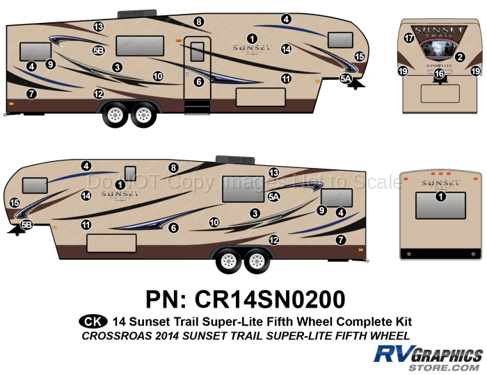 38 Piece 2014 Sunset Trail Fifth Wheel Complete Graphics Kit
