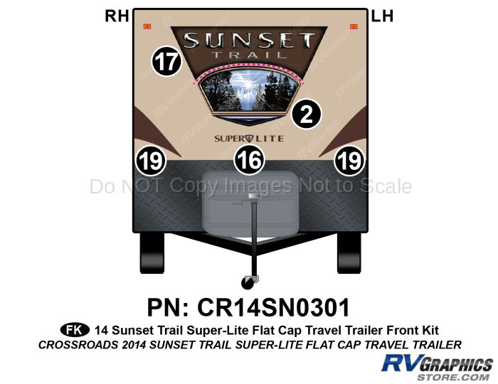 5 Piece 2014 Sunset Trail Flat Cap Travel Trailer Front Graphics Kit