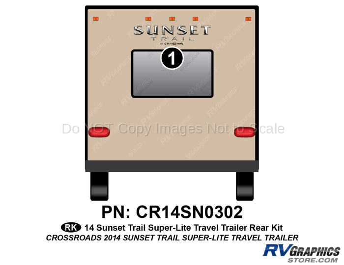 1 Piece 2014 Sunset Trail Flat Cap Travel Trailer Rear Graphics Kit