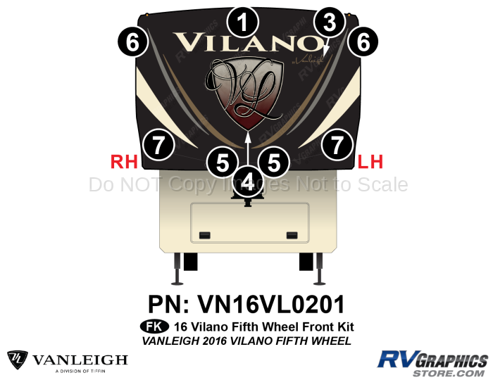 9 Piece 2016 Vilano Fifth Wheel Front Graphics Kit