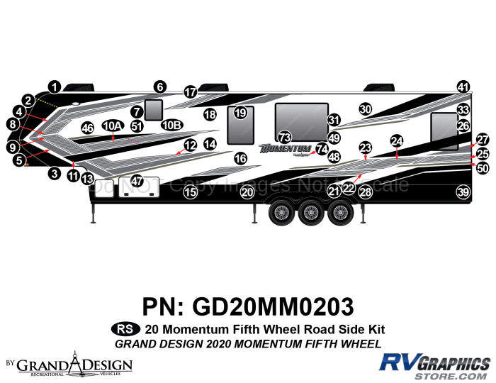 42 Piece 2020 Momentum Fifth Wheel Roadside Graphics Kit