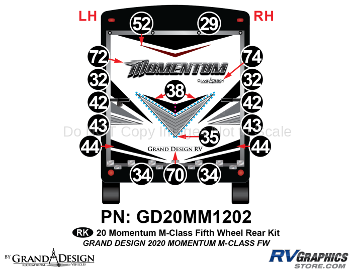18 Piece 2020 Momentum M-Class Fifth Wheel Rear Graphics Kit