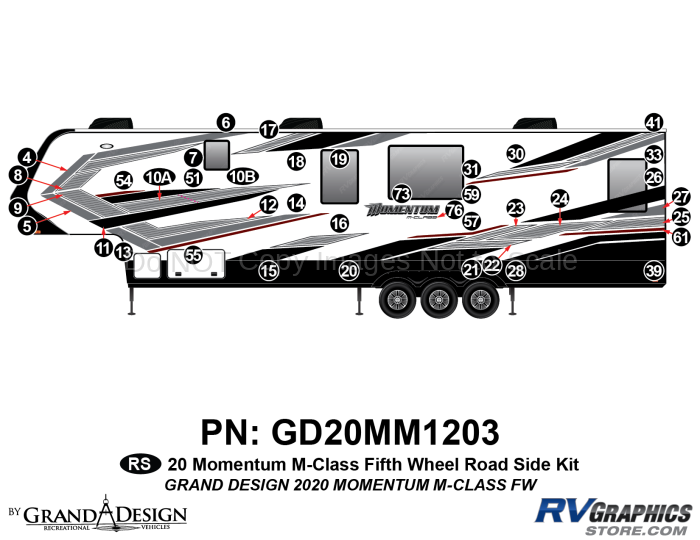39 Piece 2020 Momentum M-Class Fifth Wheel Roadside Graphics Kit
