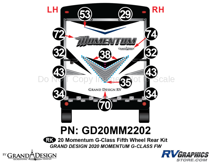 14 Piece 2020 Momentum G-Class Fifth Wheel Rear Graphics Kit