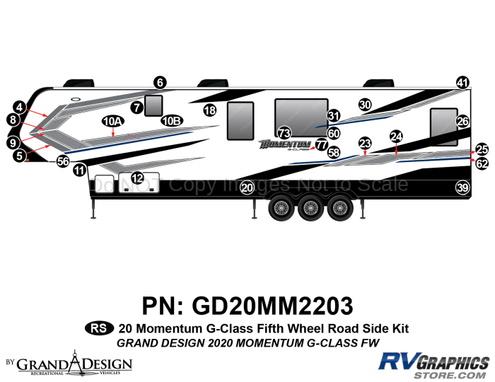 26 Piece 2020 Momentum G-Class Fifth Wheel Roadside Graphics Kit