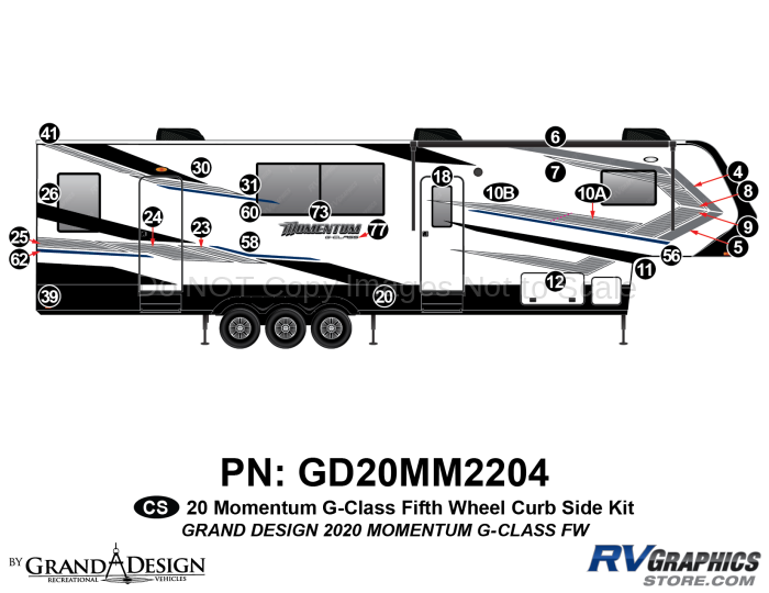 26 Piece 2020 Momentum G-Class Fifth Wheel Curbside Graphics Kit