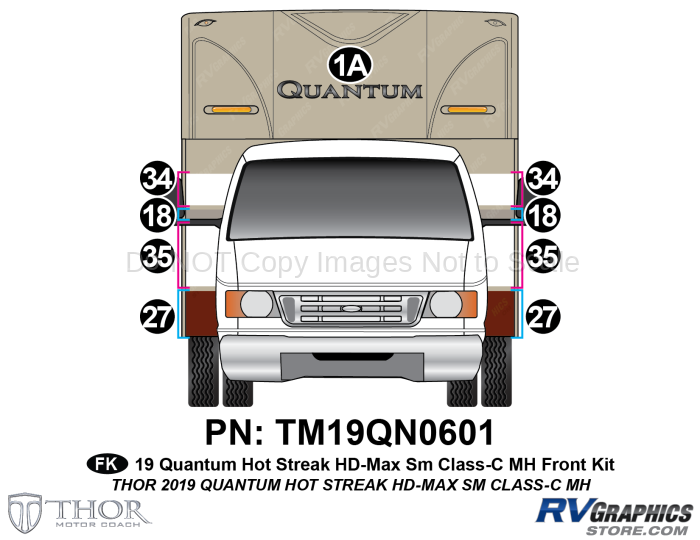 9 Piece 2019 Quantum Hot Streak Motorhome Front Graphics Kit