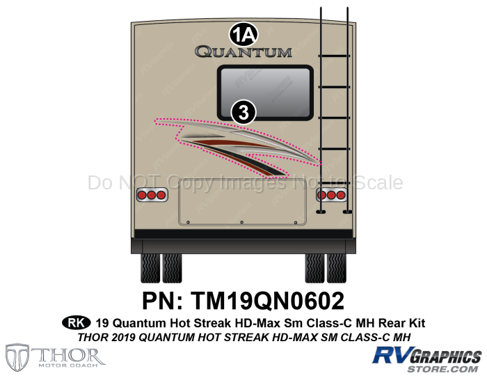 2 Piece 2019 Quantum Hot Streak Motorhome Rear Graphics Kit