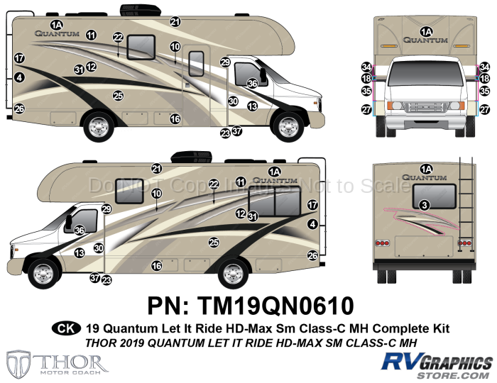47 Piece 2019 Quantum Let It Ride Motorhome Complete Graphics Kit