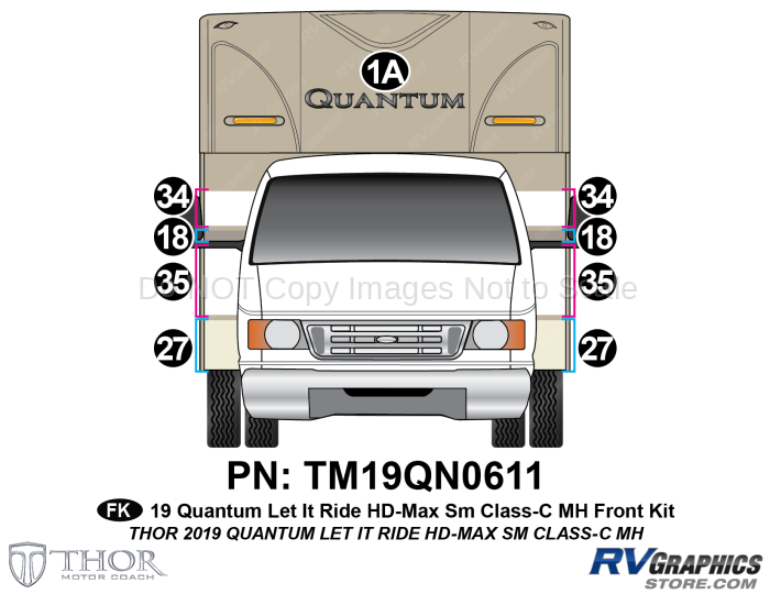 9 Piece 2019 Quantum  Let It Ride Motorhome Front Graphics Kit