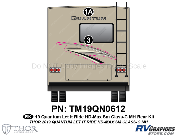 2 Piece 2019 Quantum  Let It Ride Motorhome Rear Graphics Kit