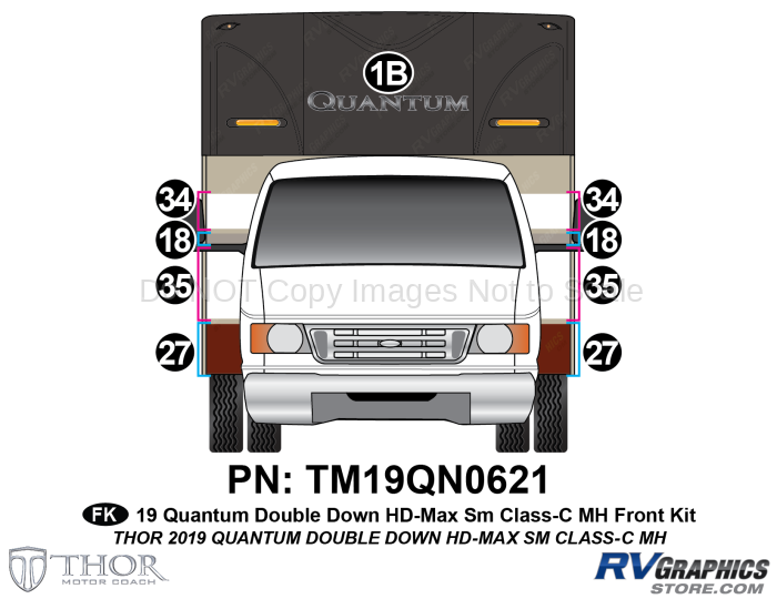 9 Piece 2019 Quantum Double Down Small Motorhome  Front Graphics Kit