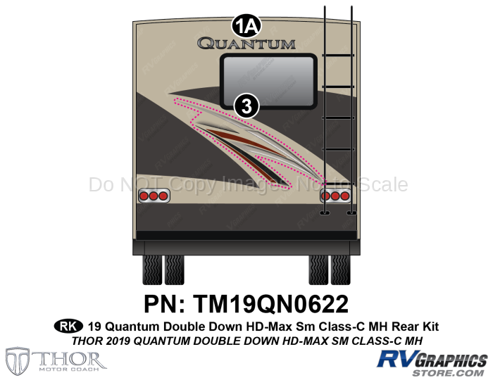 2 Piece 2019 Quantum Double Down Small Motorhome  Rear Graphics Kit