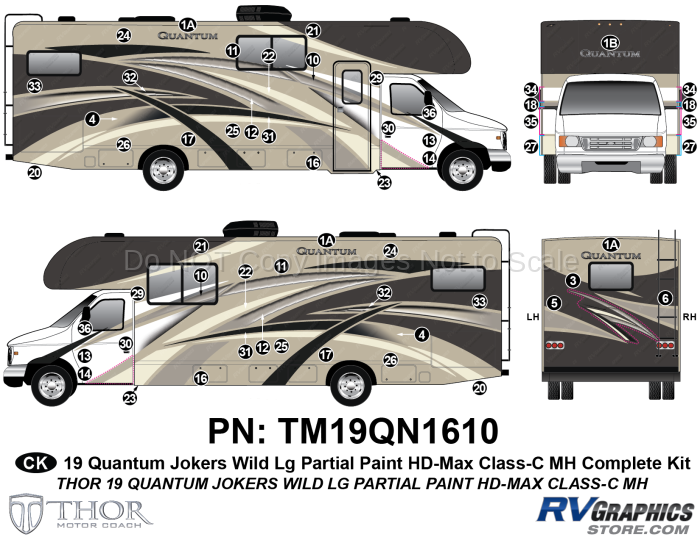 55 Piece 2019 Quantum Jokers Wild Partial Paint Motorhome Complete Graphics Kit