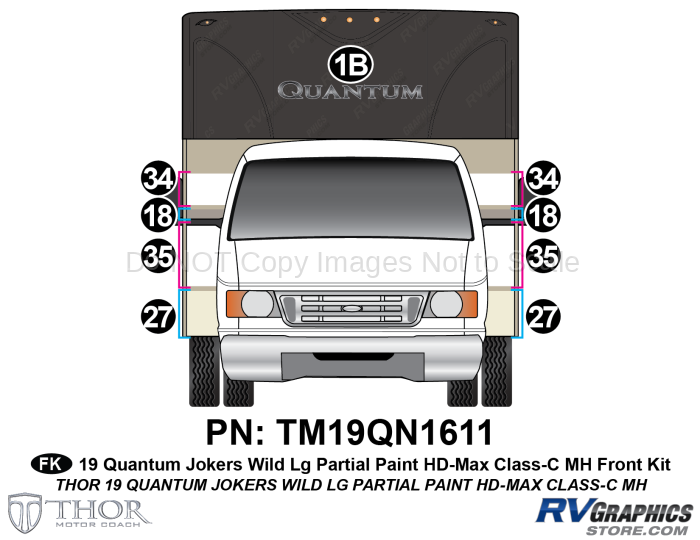 9 Piece 2019 Quantum Jokers Wild Partial Paint Motorhome Front Graphics Kit