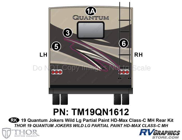 2 Piece 2019 Quantum Jokers Wild Partial Paint Motorhome Rear Graphics Kit