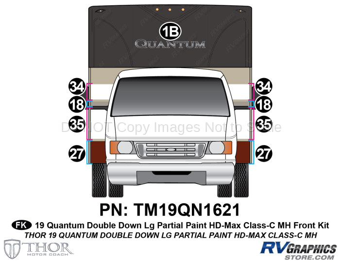 9 Piece 2019 Quantum Double Down Large Motorhome Front Graphics Kit