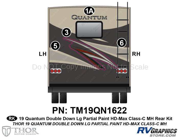 2 Piece 2019 Quantum Double Down Large Motorhome Rear Graphics Kit