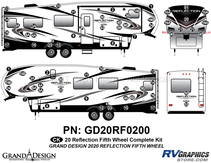 66 Piece 2020 Reflection Fifth Wheel Complete Graphics Kit