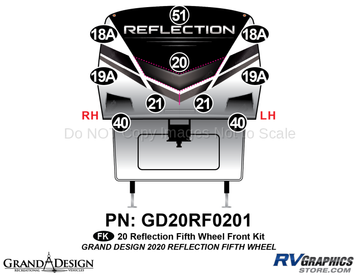 10 Piece 2020 Reflection Fifth Wheel Front Graphics Kit