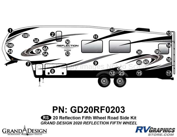 27 Piece 2020 Reflection Fifth Wheel Roadside Graphics Kit