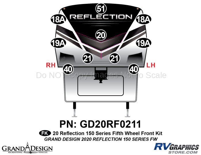 10 Piece 2020 Reflection 150 Series Fifth Wheel Front Graphics Kit