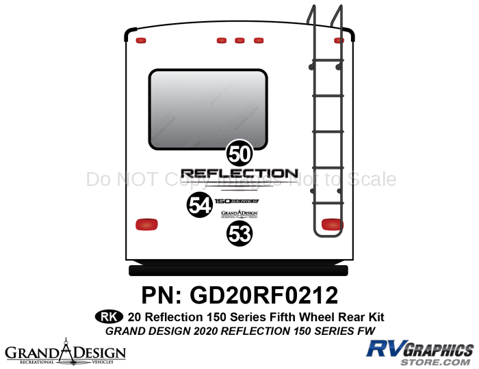 3 Piece 2020 Reflection 150 Series Fifth Wheel Rear Graphics Kit