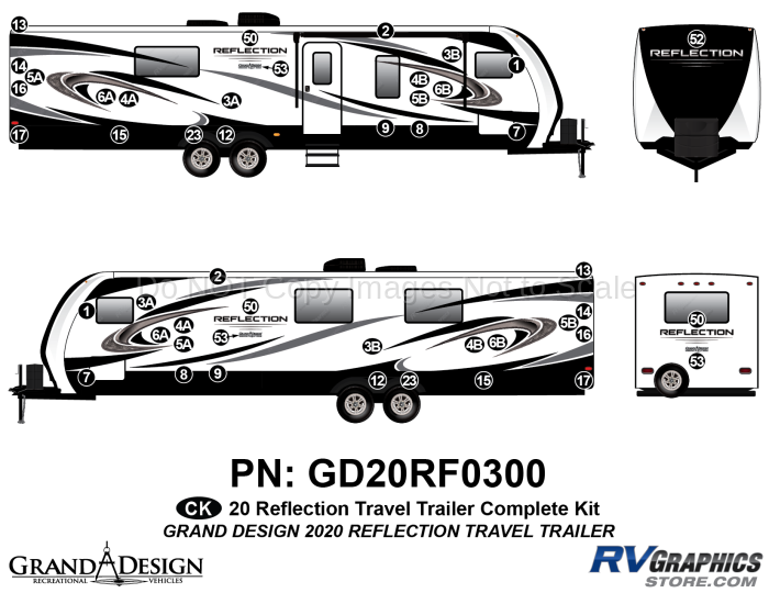 47 Piece 2020 Reflection Travel Trailer Complete Graphics Kit