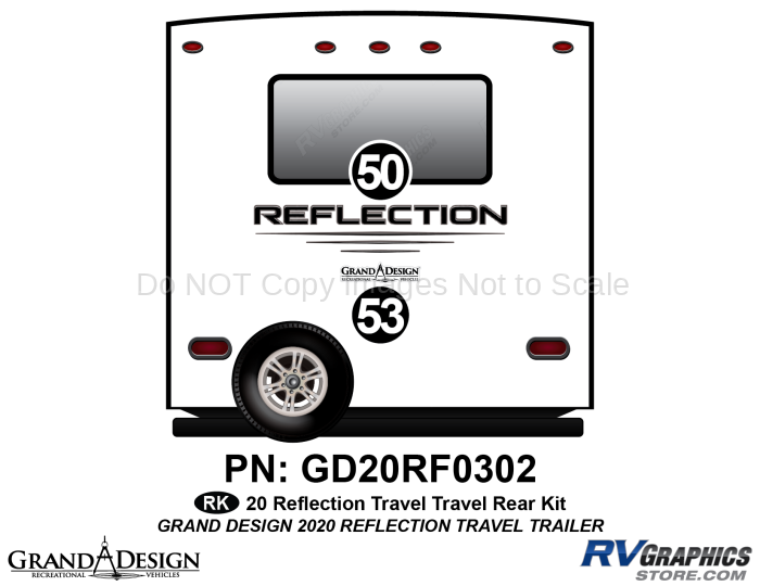 2 Piece 2020 Reflection Travel Trailer Rear Graphics Kit